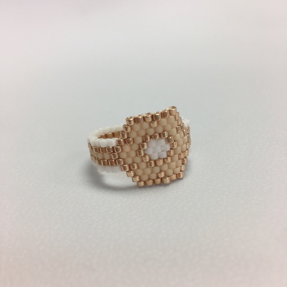 Seed beads flower boho ring - Picture 2 of 4